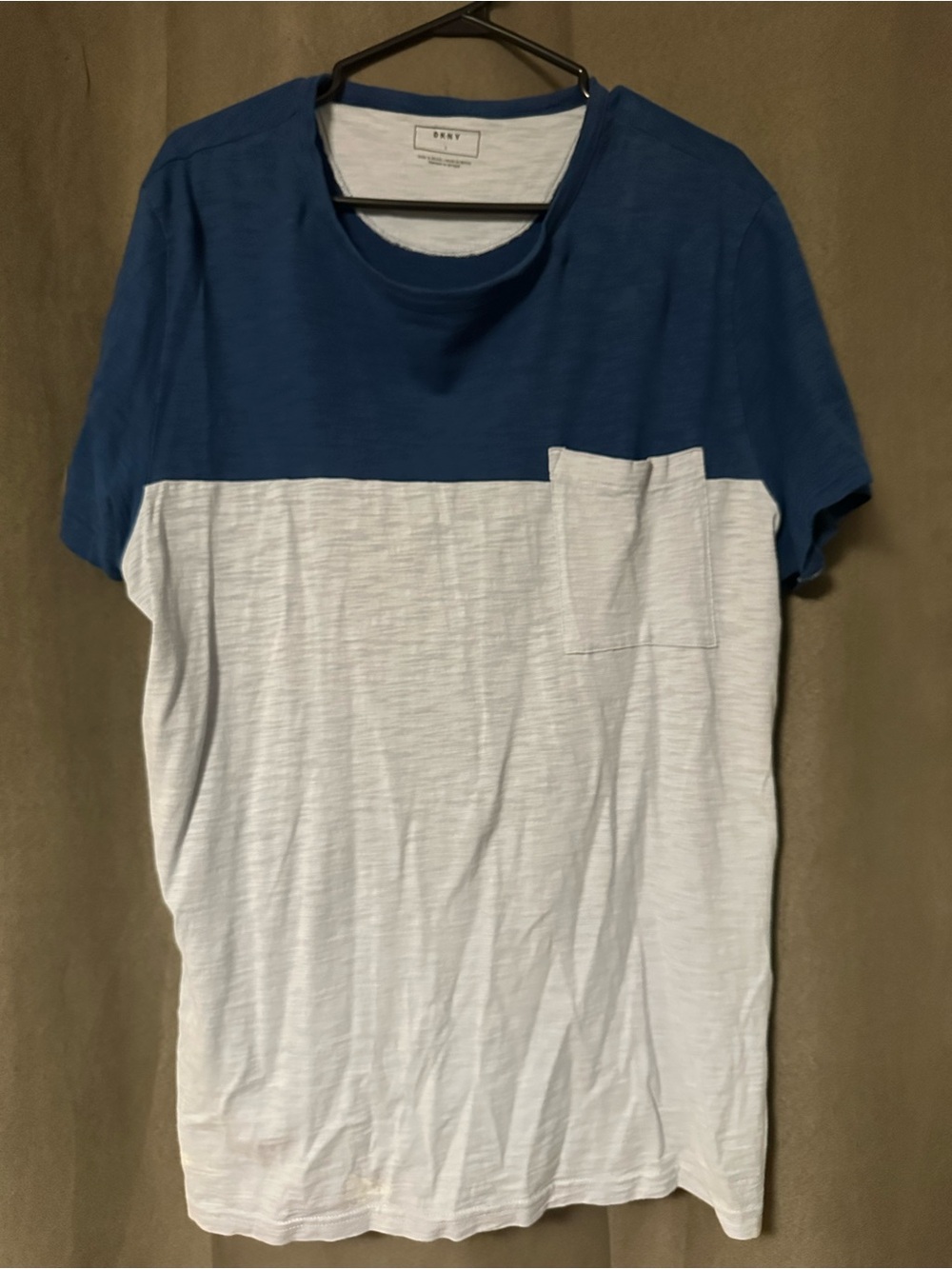 Dkny Two-Tone Blue and White Short Sleeve Crew Tee